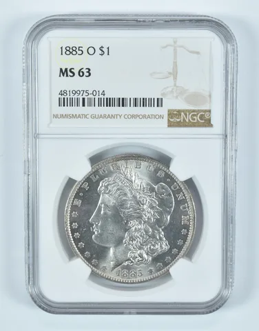 1885-O Morgan Silver Dollar MS63 NGC Brown Label