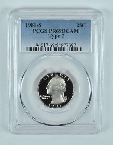 1981-S Washington Quarter Type 2 PR69 DCAM PCGS Blue Label