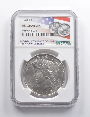 BU 1923-D Peace Silver Dollar 100th Anniversary NGC *7416