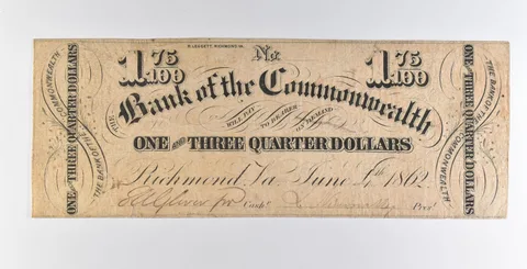 1862 $1.75 Richmond VA Bank Of The Commonwealth Obsolete Note *8922