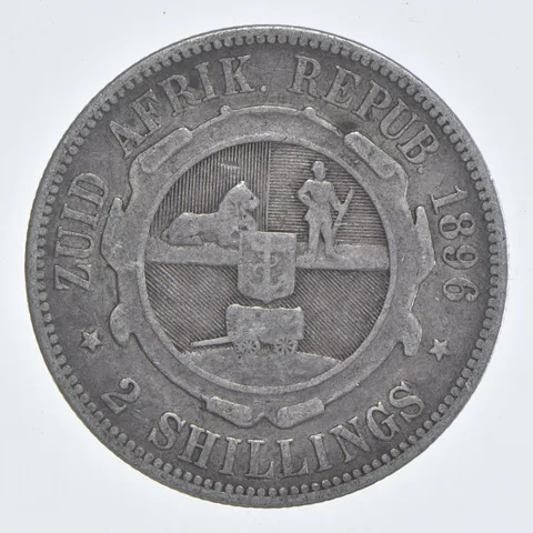 SILVER - WORLD Coin - 1896 South Africa 2 Shillings - World Silver Coin *871