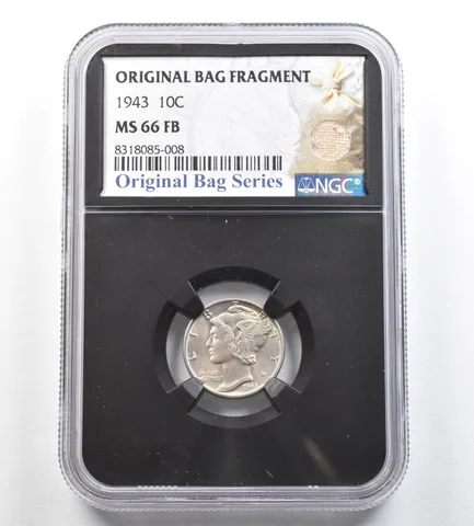 1943 Mercury Dime Original Bag Fragment MS66 FB NGC *0403