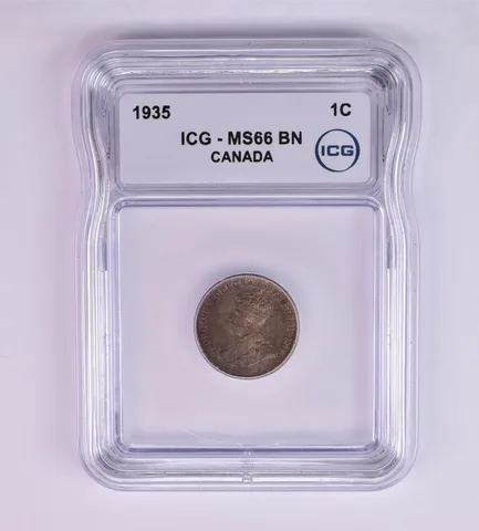 1935 Canada 1 Cent MS66 BN ICG Beautiful Tone *1254