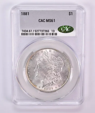 1881 Morgan Silver Dollar MS61 CAC CACg