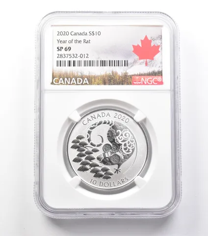 2020 Canada 10 Dollars Silver Year Of The Rat SP69 NGC a9931