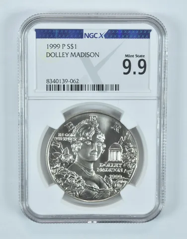 1999-P Dolley Madison Commemorative Silver Dollar Mint State 9.9 NGC X NGCX