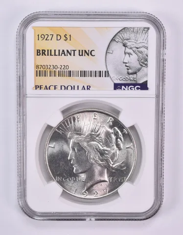 1927-D Peace Silver Dollar BU NGC Yellow Label