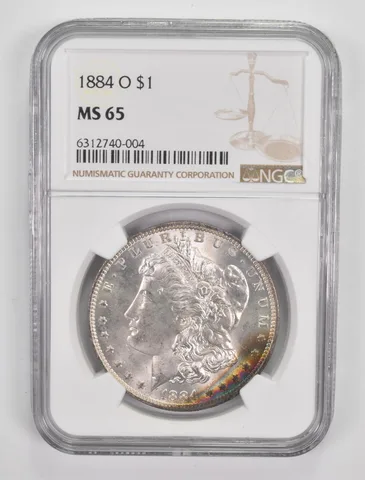 MS65 1884-O Morgan Silver Dollar - Graded NGC INSANE Color a0023