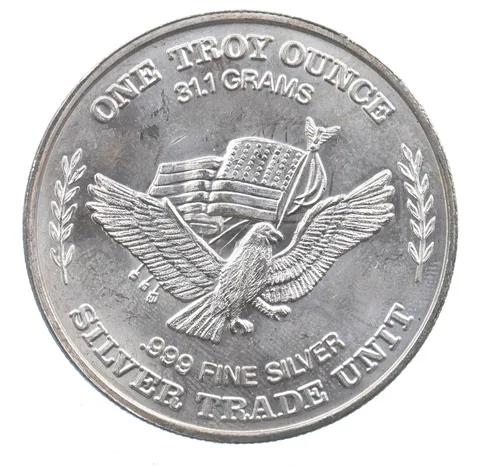 VINTAGE Art Bar/Round 1981 US Strategic Stockpile 1 Oz. Silver 1 T Ounce *243
