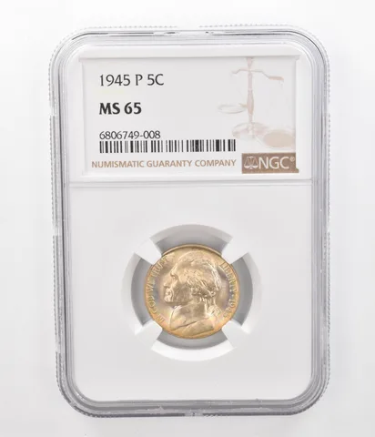 1945-P Jefferson Nickel MS65 NGC Beautiful Tone *2431