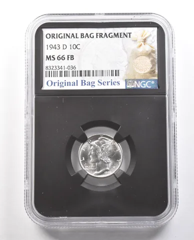 1943-D Mercury Dime Original Bag Fragment MS66 FB NGC *6145