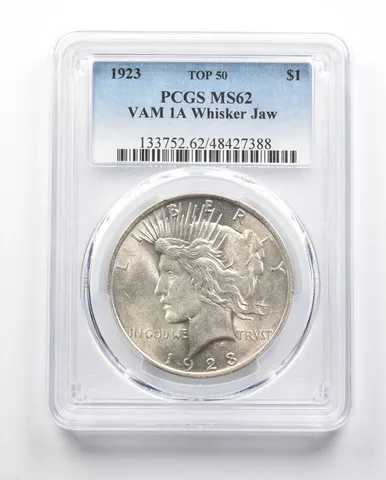 MS62 1923 Peace Silver Dollar VAM 1A Whisker Jaw Top 50 PCGS *3316