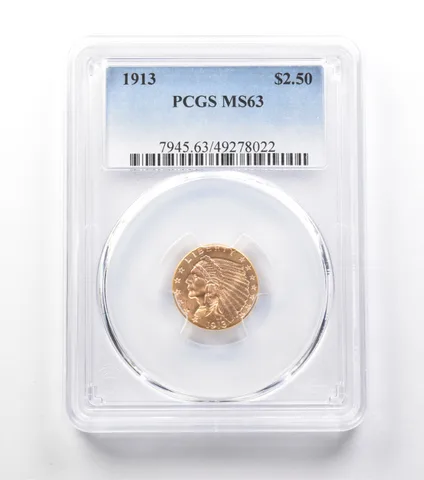 1913 $2.50 Indian Head Gold Quarter Eagle MS63 PCGS a9969