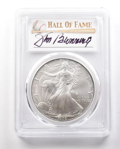 1996 American Silver Eagle Jim Bunning Baseball Hall Of Fame MS70 PCGS a1356
