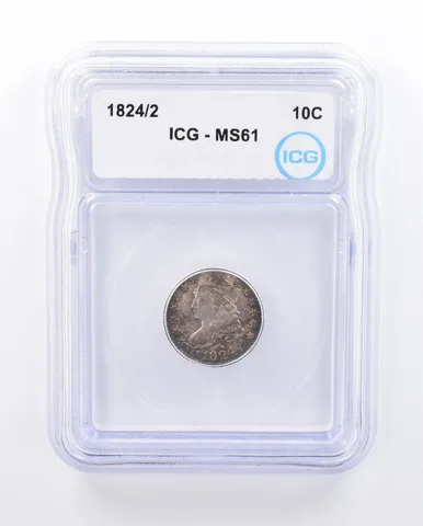 1824/2 Capped Bust Dime MS61 ICG Beautiful Tone *3681
