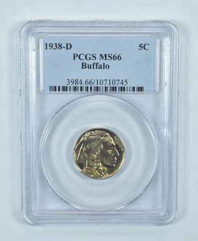1938-D Indian Head Buffalo Nickel MS66 PCGS Blue Label