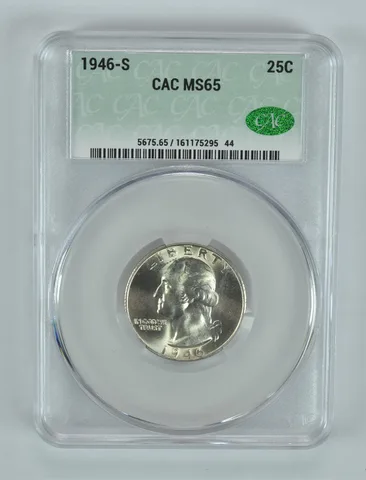 1946-S Washington Quarter MS65 CAC CACg