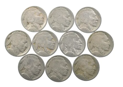 Lot 10 5c RAISED GROUND 1913 Buffalo Nickels First Year Issue! May be P/D/S *627