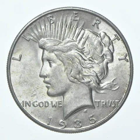 (1) 1935-S Choice AU Peace Silver Dollar 90% - CH AU Almost Unc - San Fran
