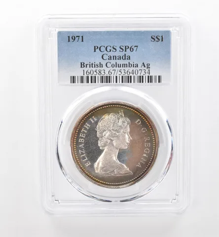 1971 Canada 1 Dollar Silver British Columbia SP67 PCGS Beautiful Tone *1912