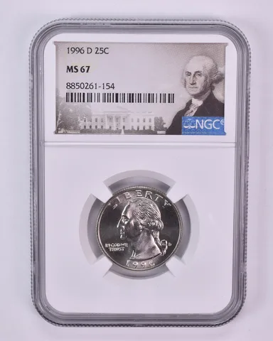 1996-D Washington Quarter MS67 NGC Special Label