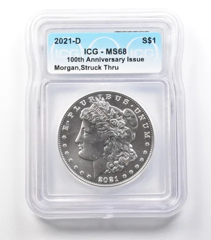 ERROR 2021-D Morgan Silver Dollar Struck Thru MS68 ICG a3654