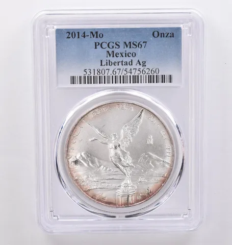 2014 Mo Mexico 1 Onza Silver Libertad MS67 PCGS Beautiful Tone *8944