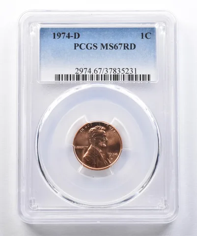 1974-D Lincoln Memorial Cent MS67 RD PCGS *2602