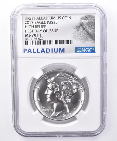 2017 $25 American Palladium Eagle High Relief FDOI 1 Oz MS70 PL NGC *9121