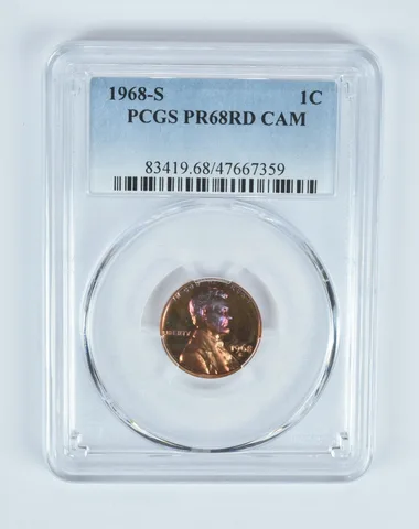 PR68 RD CAM 1968-S Lincoln Memorial Cent PCGS Beautifully Toned a7518