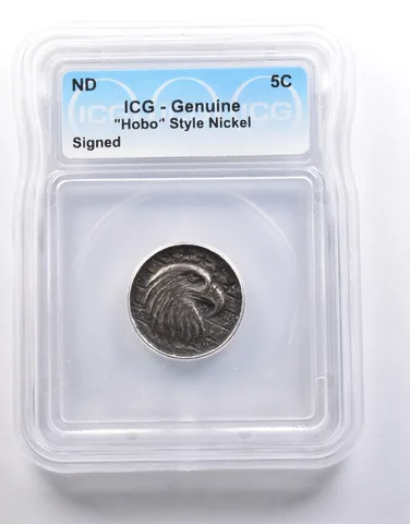 (ND) Indian Head Buffalo Nickel "Hobo" Style Signed Genuine ICG *6603