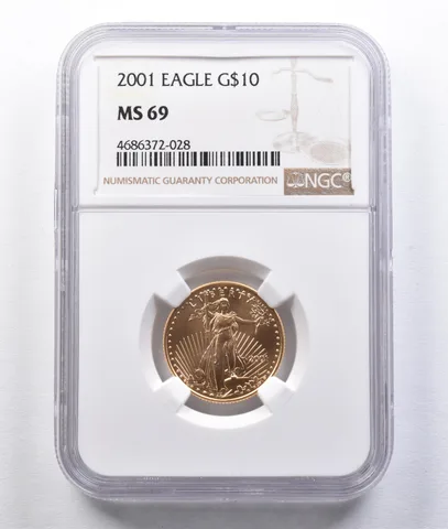 2001 $10 American Gold Eagle 1/4 Oz Gold MS69 NGC *2920