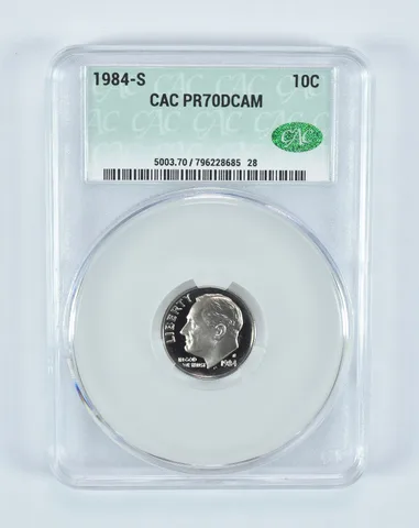 1984-S Roosevelt Dime PR70 DCAM CAC CACg