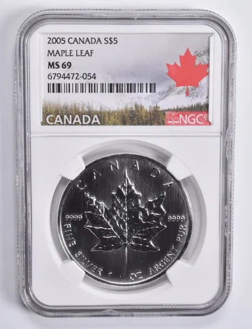 2005 Canada 5 Dollars Silver Maple Leaf MS69 NGC Canada Lbl