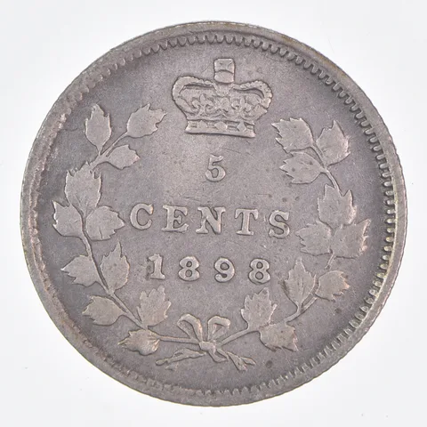 Better Date - 1898 Canada 5 Cents World Coin- Silver *132
