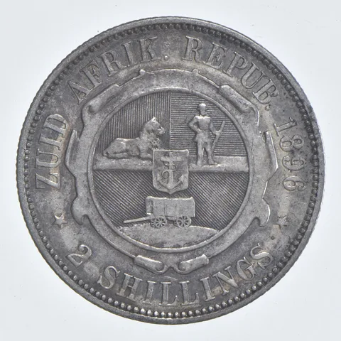 SILVER - WORLD Coin - 1896 South Africa 2 Shillings - World Silver Coin *794