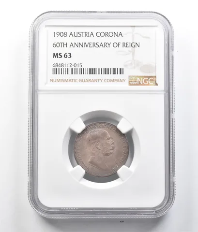 1908 Austria Corona 60th Anniversary Of Reign MS63 NGC *7017