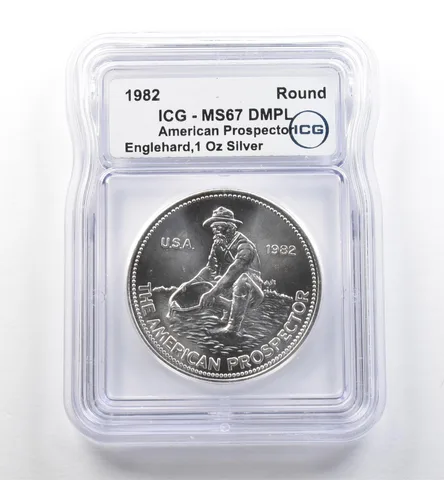 1982 Engelhard 1 Oz Silver American Prospector MS67 DMPL ICG *7475