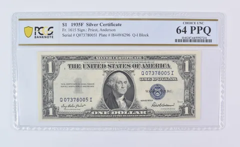 1935 F $1 Silver Certificate Fr#1615 Choice Unc 64 PPQ PCGS