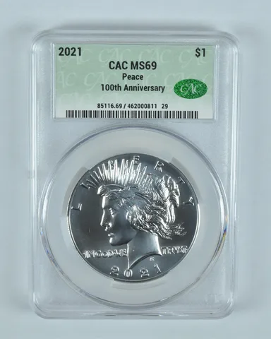 2021 Peace Silver Dollar MS69 CAC CACg