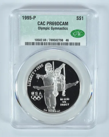 1995-P Olympic Gymnastics Commemorative Silver Dollar PR69 DCAM CAC CACg