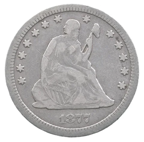 1877-CC Seated Liberty Quarter *6665