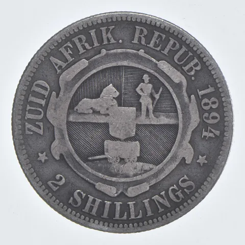 SILVER - WORLD Coin - 1894 South Africa 2 Shillings - World Silver Coin *788