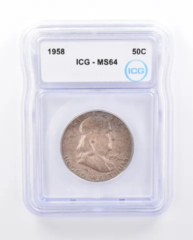 1958 Franklin Half Dollar MS64 ICG Toned *3549