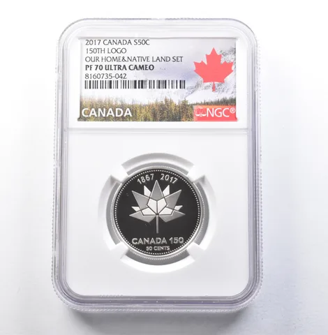 2017 Canada 50 Cents Silver 150th Logo Our Home & Native Land Set PF70 NGC *5899