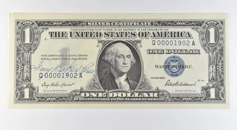 1957 $1 Silver Certificate Blue Seal Courtesy Signature 1902 Low Serial *9642