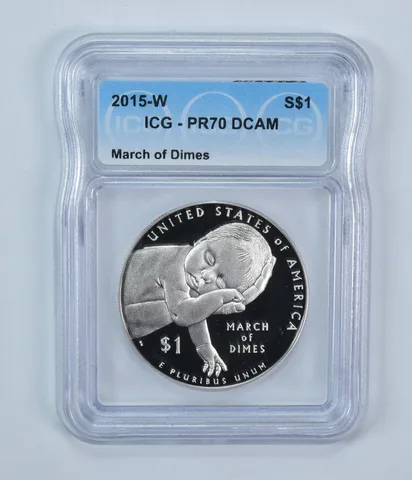 2015-W March Of Dimes Commemorative Silver Dollar PR70 DCAM ICG