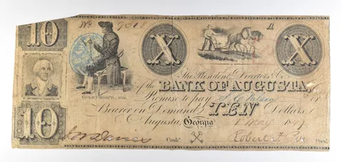 1841 $10 Bank Of Augusta GA Obsolete Note *8787