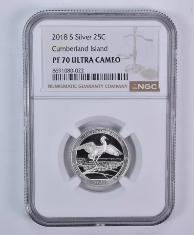 2018-S Washington Quarter ATB Silver Cumberland Islands PF70 UCAM NGC