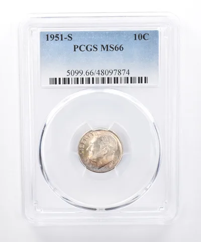 1951-S Roosevelt Dime MS66 PCGS Beautiful Tone *8360